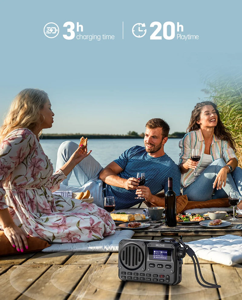 مكبر صوت بلوتوث محمول للغاية MLOVE BV800 مع راديو FM وشاشة عرض LCD وهوائي ومدخل AUX وقرص USB وبطاقة TF ومشغل MP3