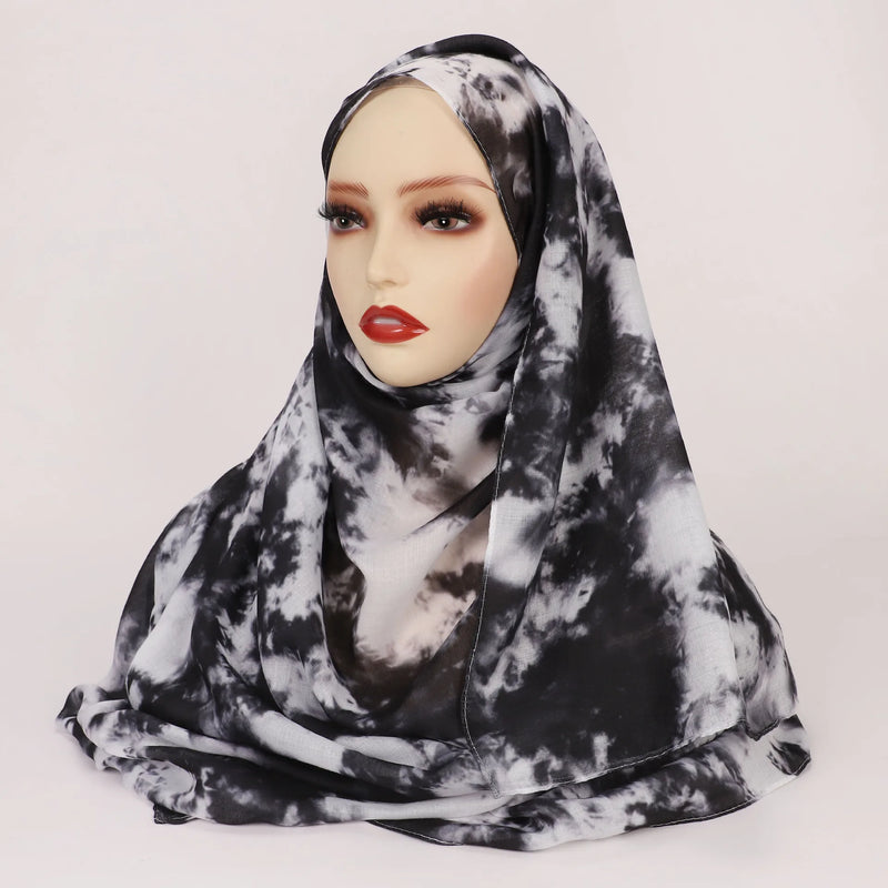 1Pcs Ramadan Hijab Leopard Print Women Bohemian Watercolor Soft Muslim Hijabs Floral Breathable Shawl Wrap Scarf Headscarf Warm