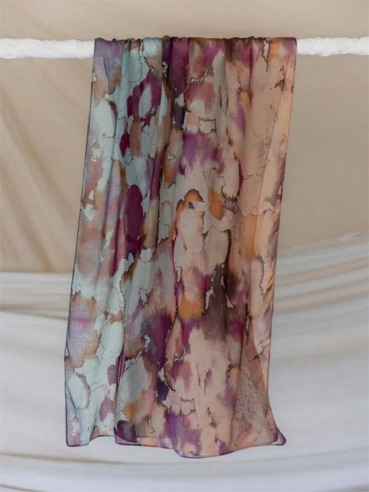 1Pcs Ramadan Hijab Leopard Print Women Bohemian Watercolor Soft Muslim Hijabs Floral Breathable Shawl Wrap Scarf Headscarf Warm