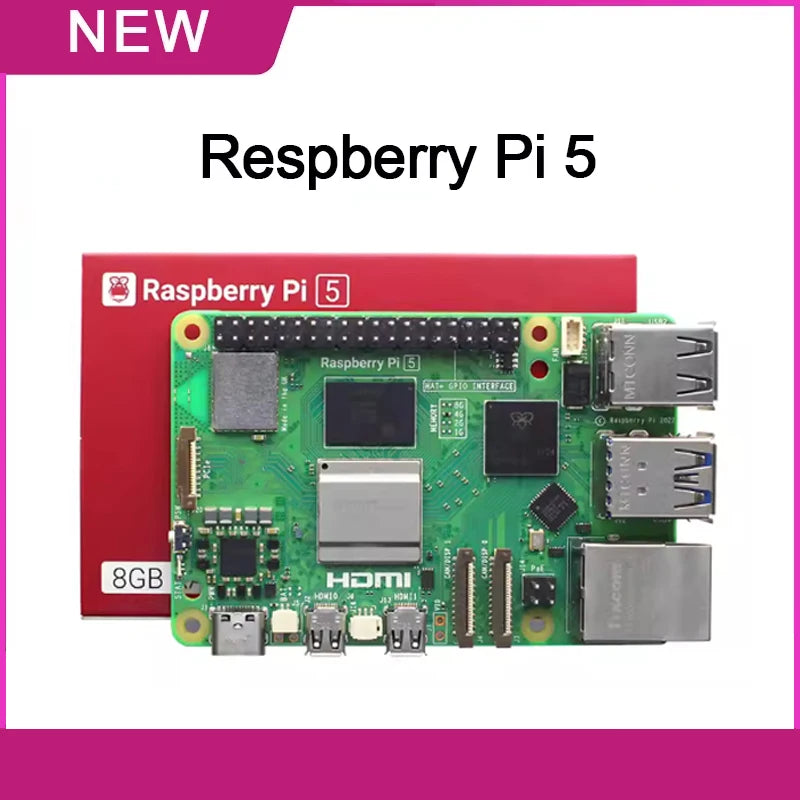 لوحة تطوير Raspberry Pi 5 بسعة 4 جيجابايت/8 جيجابايت ومجموعة برامج LINUX وبرمجة الذكاء الاصطناعي للكمبيوتر واللوحة الأم Raspberry Pi 5 بسعة 4 جيجابايت/8 جيجابايت