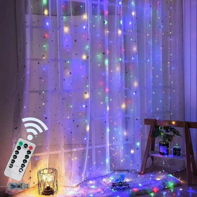 3/4/6m Curtain LED String Lights Garland USB Festoon Remote Control Fairy Garland Lights Christmas Decoration for Bedroom Home