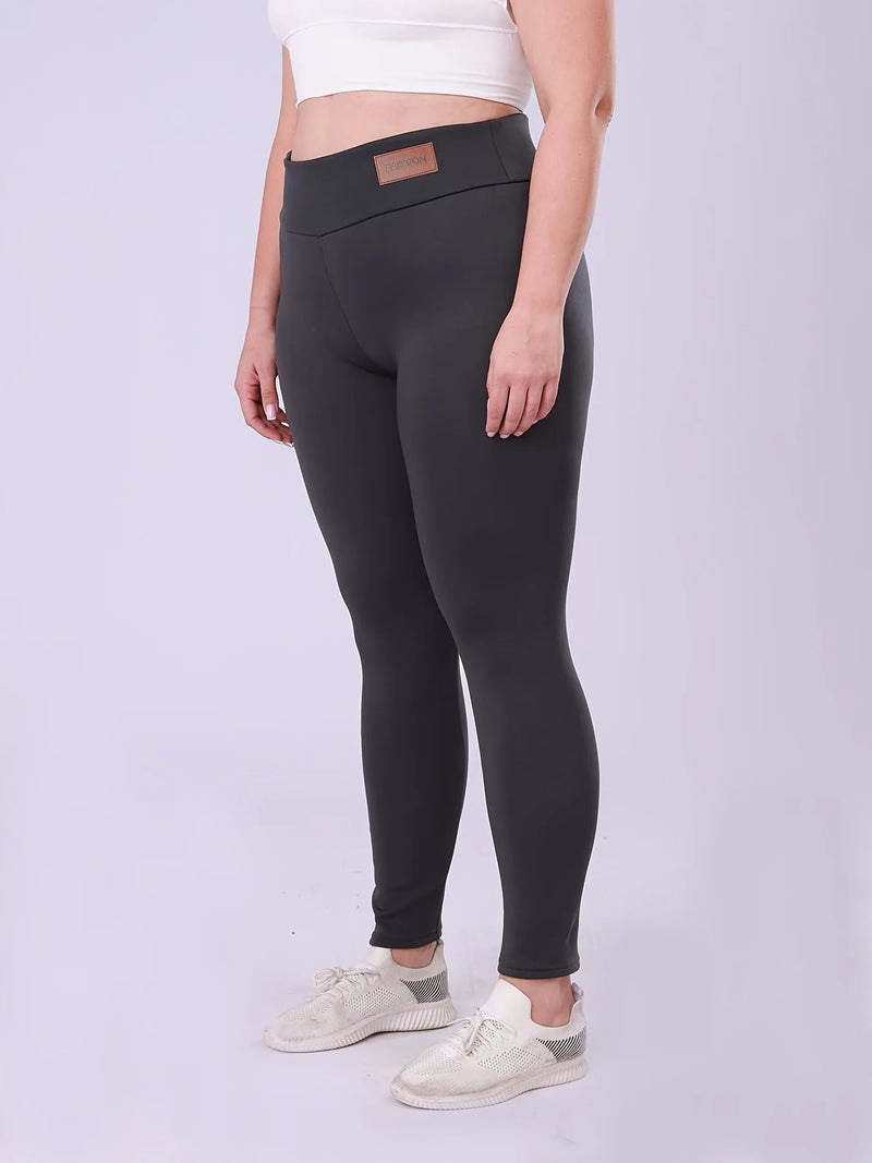 بنطلون ضيق مبطن بالصوف عالي الخصر للنساء بمقاسات كبيرة، بنطلون طويل دافئ وسميك ومرن مناسب للطقس البارد