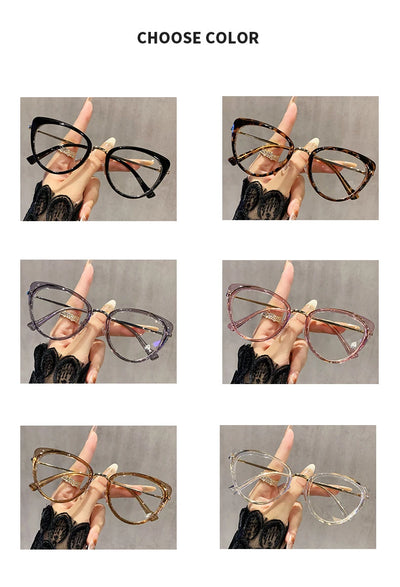 نظارات قصر النظر العصرية ذات التصميم المعدني على شكل عين القطة، غير عاكسة للضوء، متغيرة اللون، مضادة لقصر النظر، 038