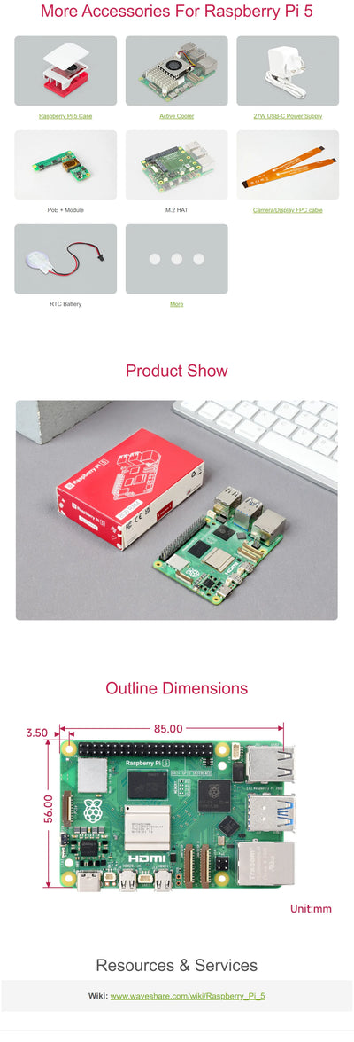 جهاز Raspberry Pi 5 الرسمي بسعة 16 جيجابايت و8 جيجابايت و2 جيجابايت و4 جيجابايت وجهاز كمبيوتر محمول صغير ومعالج BCM2712 ولوحة تطوير Raspberry Pi Bluebooth 5.0