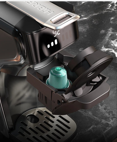 ماكينة صنع قهوة كبسولة هاي برو 6 في 1، متعددة الاستخدامات، ساخنة/باردة، قهوة إسبريسو كافيتيرا كابتشينو، ماكينة صنع قهوة دولتشي جوستو نسبرسو بودرة H1B