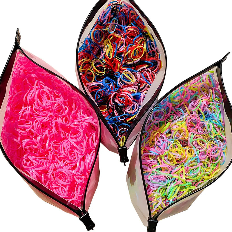 500/1000/2000 قطعة من أربطة الشعر المطاطية الملونة للاستخدام مرة واحدة للفتيات، وربطات الشعر للأطفال، وربطات ذيل الحصان، وإكسسوارات شعر الأطفال