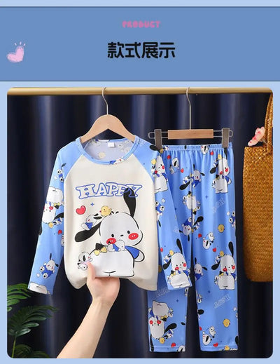 طقم بيجامات أطفال من قطعتين من الرسوم المتحركة بتصميم كرايون شين تشان بأكمام طويلة وبنطلون للبنات الصغار، ملابس نوم فضفاضة ولطيفة