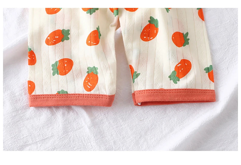 طقم بيجامات صيفي لطيف ومريح للأطفال بأكمام طويلة وملابس نوم قطنية وغرف مكيفة