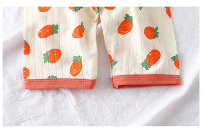 طقم بيجامات صيفي لطيف ومريح للأطفال بأكمام طويلة وملابس نوم قطنية وغرف مكيفة