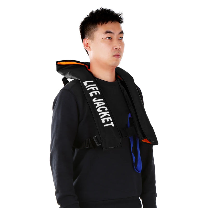 سترة نجاة قابلة للنفخ تلقائيًا للبالغين، سترة نجاة للبالغين، بدلة عائمة آمنة للرياضات المائية والتجديف وصيد الأسماك وركوب الأمواج وسترة البقاء على قيد الحياة