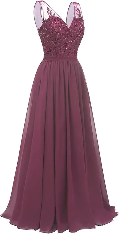 فساتين وصيفات العروس من الشيفون باللون الفيروزي بفتحة على شكل حرف V، طويلة من الدانتيل، مطرزة بالخرز، فساتين سهرة رسمية، توصيل مجاني، ضيف، حفل زفاف