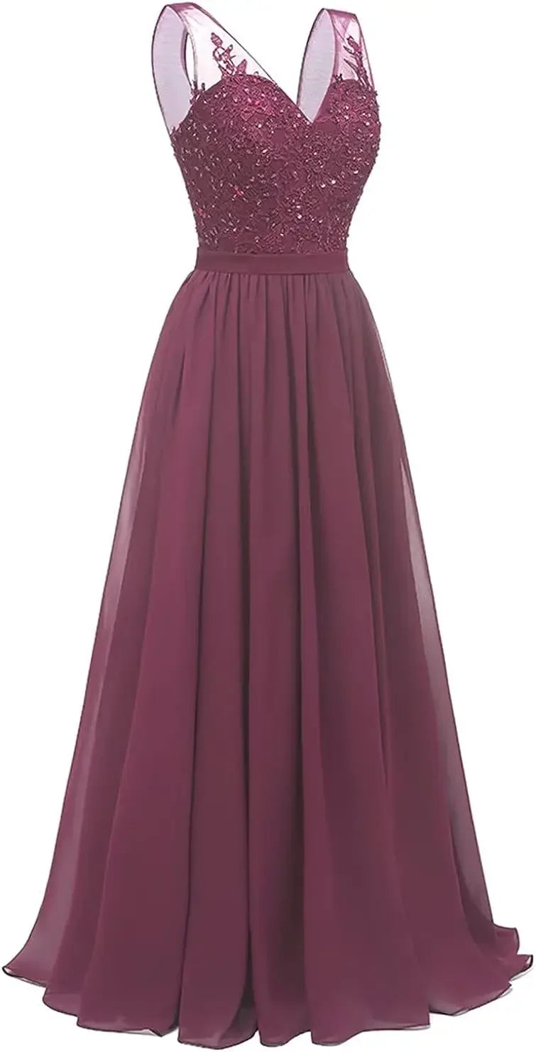 فساتين وصيفات العروس من الشيفون باللون الفيروزي بفتحة على شكل حرف V، طويلة من الدانتيل، مطرزة بالخرز، فساتين سهرة رسمية، توصيل مجاني، ضيف، حفل زفاف