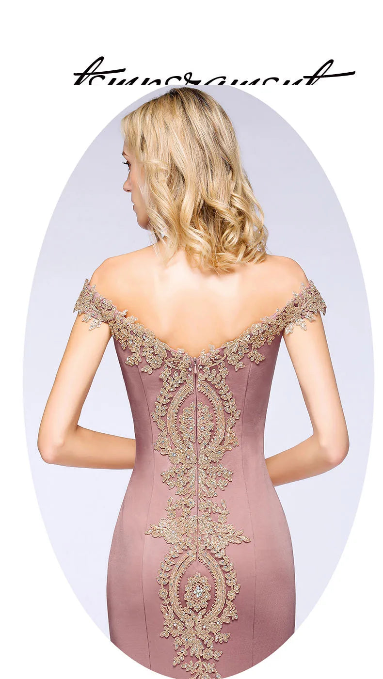 فساتين وصيفات العروس مثيرة مزينة بالذهب اللامع للنساء بدون أكتاف حورية البحر طويلة على شكل حرف A لحفلات الزفاف والضيوف