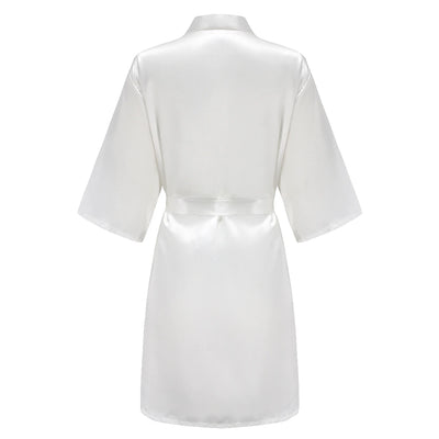 رداء نسائي أسود من الساتان الحريري لحفلات الزفاف وحفلات الزفاف ووصيفات العروس وأرواب كيمونو وملابس نوم