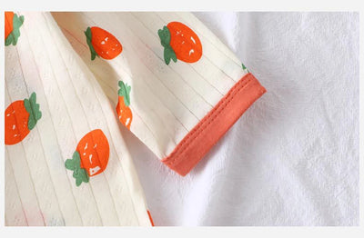 طقم بيجامات صيفي لطيف ومريح للأطفال بأكمام طويلة وملابس نوم قطنية وغرف مكيفة