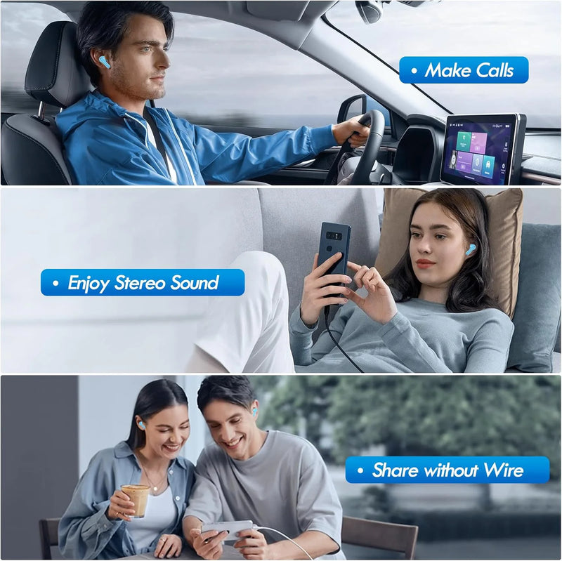 سماعات أذن لاسلكية أصلية جديدة بتقنية البلوتوث مع خاصية إلغاء الضوضاء، سماعات أذن ستيريو هاي فاي للرياضة والألعاب