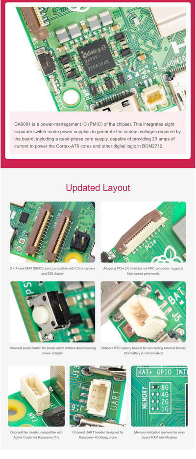 جهاز Raspberry Pi 5 الرسمي بسعة 16 جيجابايت و8 جيجابايت و2 جيجابايت و4 جيجابايت وجهاز كمبيوتر محمول صغير ومعالج BCM2712 ولوحة تطوير Raspberry Pi Bluebooth 5.0
