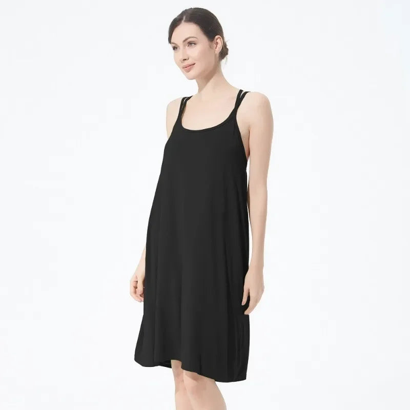 تنورة نسائية كاجوال أنيقة مثيرة مفتوحة الظهر كبيرة الحجم ذات قاعدة خلفية جميلة تنورة منزلية فضفاضة متقاطعة بأكمام طويلة