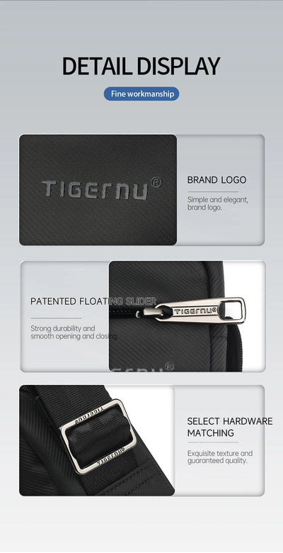 حقائب كتف من Tigernu للرجال، حقائب رسول، حقائب كروسبودي من مادة TPU، حقيبة أنيقة للرجال لأجهزة iPad مقاس 9.7 بوصة، حقيبة سفر صغيرة بحزام