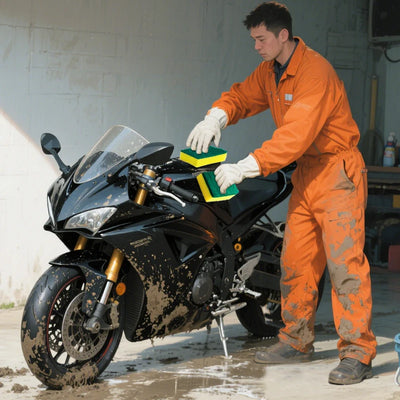 إسفنجة سحرية مزدوجة الجوانب للدراجات النارية والأواني والمطابخ - إسفنجة تنظيف الشحوم شديدة التحمل