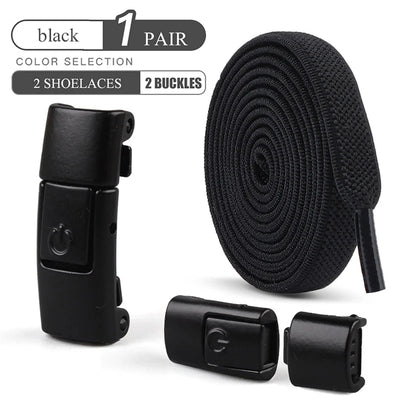 أربطة أحذية بدون رباط مقاس 8 مم، أربطة أحذية بقفل ضاغط بدون رباط، أربطة مرنة للأحذية الرياضية للأطفال والكبار، أربطة أحذية مسطحة واسعة للأحذية