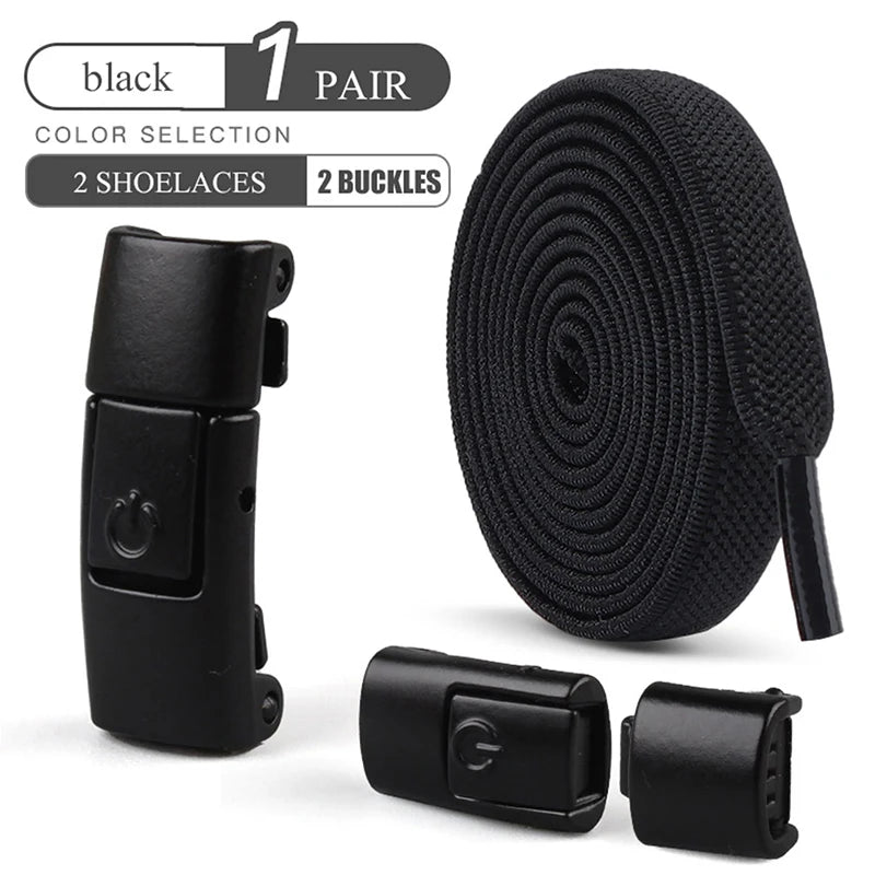 أربطة أحذية بدون رباط مقاس 8 مم، أربطة أحذية بقفل ضاغط بدون رباط، أربطة مرنة للأحذية الرياضية للأطفال والكبار، أربطة أحذية مسطحة واسعة للأحذية