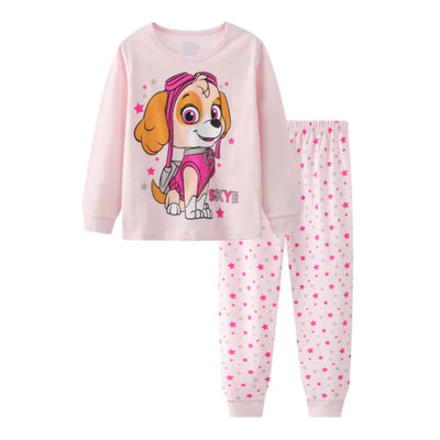 طقم بيجامات للأطفال مطبوع عليه رسوم متحركة من القطن الناعم للأميرة، ملابس نوم بأكمام طويلة للأولاد والبنات الصغار