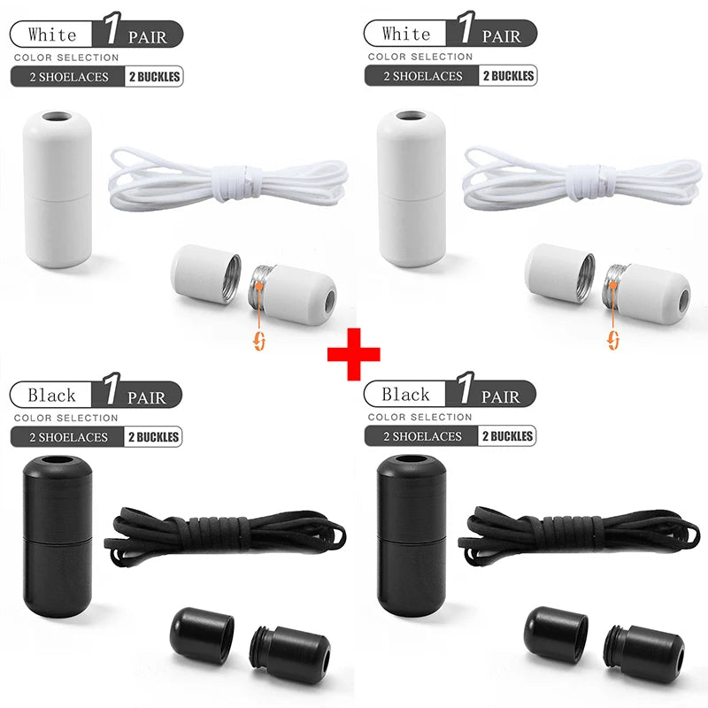 أربطة أحذية مرنة بدون رباط، أربطة أحذية نصف دائرية للأطفال والكبار، أربطة أحذية سريعة الارتداء، أربطة قفل معدنية، أربطة أحذية