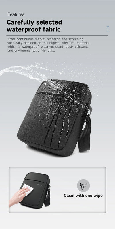 حقائب كتف من Tigernu للرجال، حقائب رسول، حقائب كروسبودي من مادة TPU، حقيبة أنيقة للرجال لأجهزة iPad مقاس 9.7 بوصة، حقيبة سفر صغيرة بحزام