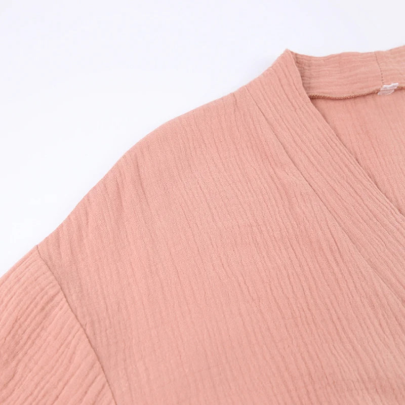 أردية حمام نسائية طويلة من قماش الموسلين 100% قطن، شاش، بأكمام طويلة، كاجوال فضفاضة، قابلة للتنفس، ضمادة صلبة، ملابس نوم ماكسي