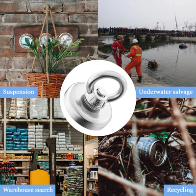 مغناطيس صيد نيوديميوم فائق القوة، مغناطيس إيمانز شديد التحمل مع مسمار عين بفتحة غاطسة لصيد الأسماك المغناطيسية