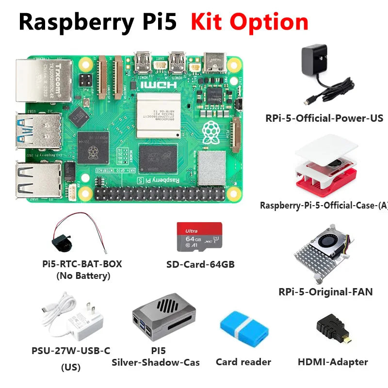 Raspberry Pi 5 خيار 2GB/4GB / 8GB / 16GB RAM