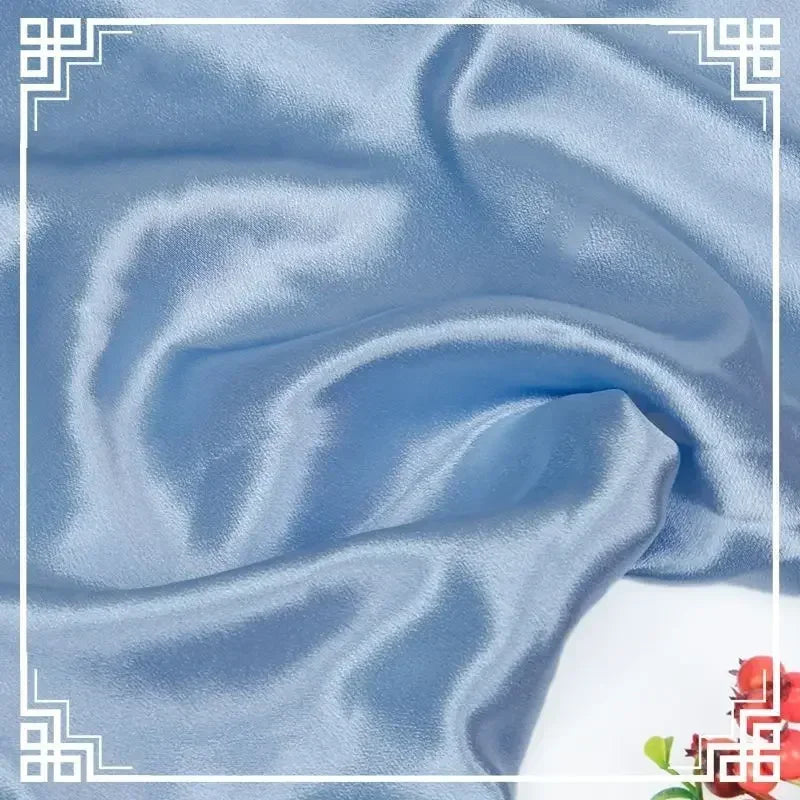قماش ساتان كريستالي لامع سميك وثقيل بالمتر للملابس والفساتين وديكورات هانفو وقماش الخياطة اليدوي بلون أزرق سادة ومضاد للتجاعيد