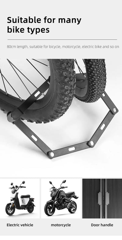 قفل دراجة محمول قابل للطي من ويست بايكينج، قفل أمان متين مضاد للسرقة، قفل دراجة كهربائية، ملحقات دراجات الطرق الجبلية