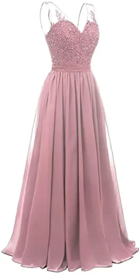 فساتين وصيفات العروس من الشيفون باللون الفيروزي بفتحة على شكل حرف V، طويلة من الدانتيل، مطرزة بالخرز، فساتين سهرة رسمية، توصيل مجاني، ضيف، حفل زفاف