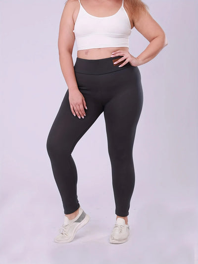 بنطلون ضيق مبطن بالصوف عالي الخصر للنساء بمقاسات كبيرة، بنطلون طويل دافئ وسميك ومرن مناسب للطقس البارد