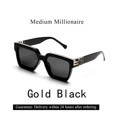 نظارات شمسية فاخرة من Ruiao Retro Black Millionaire Shades 2025 للرجال من تصميم العلامة التجارية الشهيرة نظارات شمسية مربعة للرجال والنساء