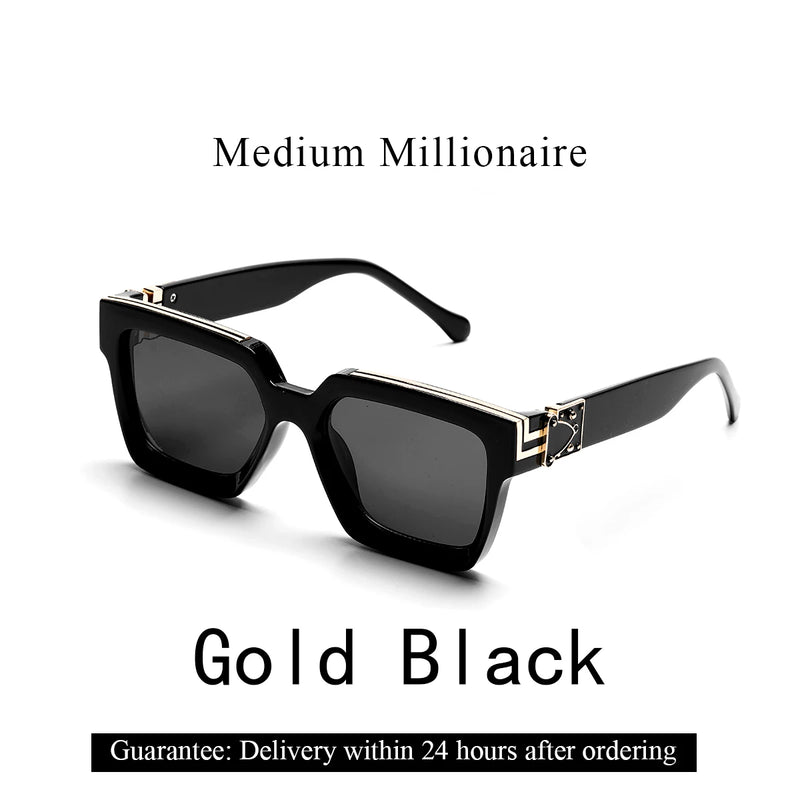 نظارات شمسية فاخرة من Ruiao Retro Black Millionaire Shades 2025 للرجال من تصميم العلامة التجارية الشهيرة نظارات شمسية مربعة للرجال والنساء