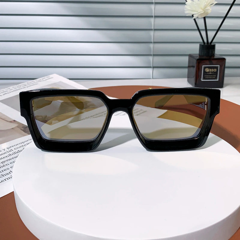 نظارات شمسية فاخرة من Ruiao Retro Black Millionaire Shades 2025 للرجال من تصميم العلامة التجارية الشهيرة نظارات شمسية مربعة للرجال والنساء