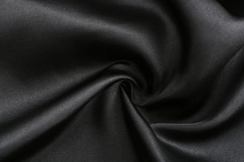 رداء نسائي أسود من الساتان الحريري لحفلات الزفاف وحفلات الزفاف ووصيفات العروس وأرواب كيمونو وملابس نوم