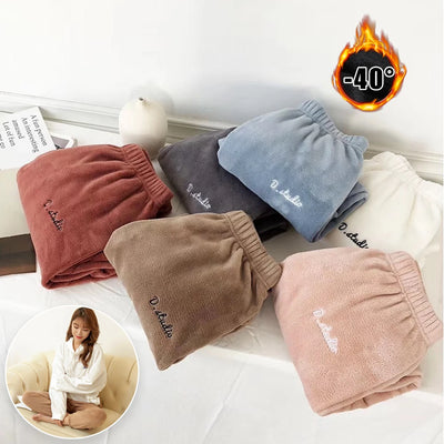 بنطلون بيجامة حراري شتوي مخملي للنساء مبطن بالصوف الناعم، ملابس مريحة ومرنة الخصر، ملابس نوم منزلية دافئة