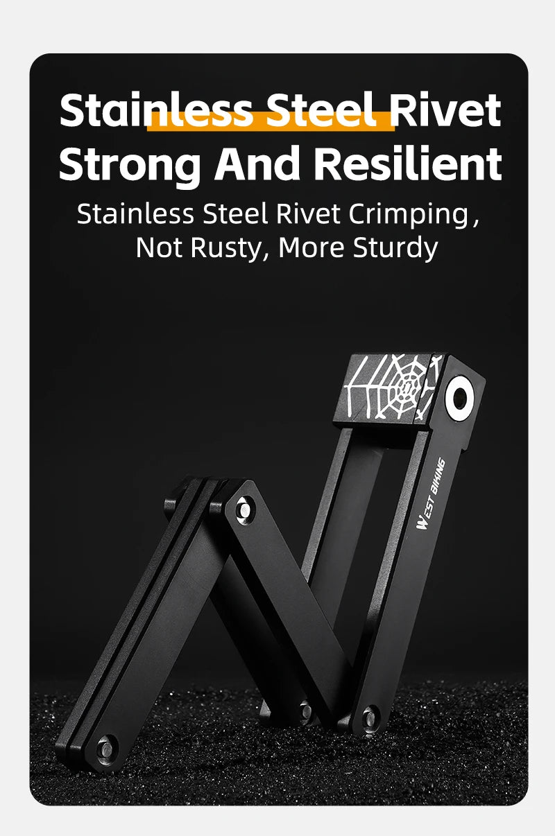 قفل دراجة محمول قابل للطي من ويست بايكينج، قفل أمان متين مضاد للسرقة، قفل دراجة كهربائية، ملحقات دراجات الطرق الجبلية