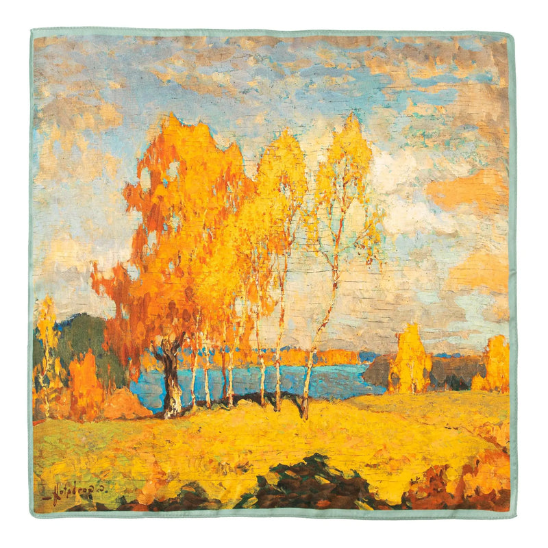 وشاح حريري مربع فاخر مطبوع باللون الأصفر بتصميم ريترو جديد لعام 2025 مصنوع من حرير التوت بنسبة 100% من فور سيزونز