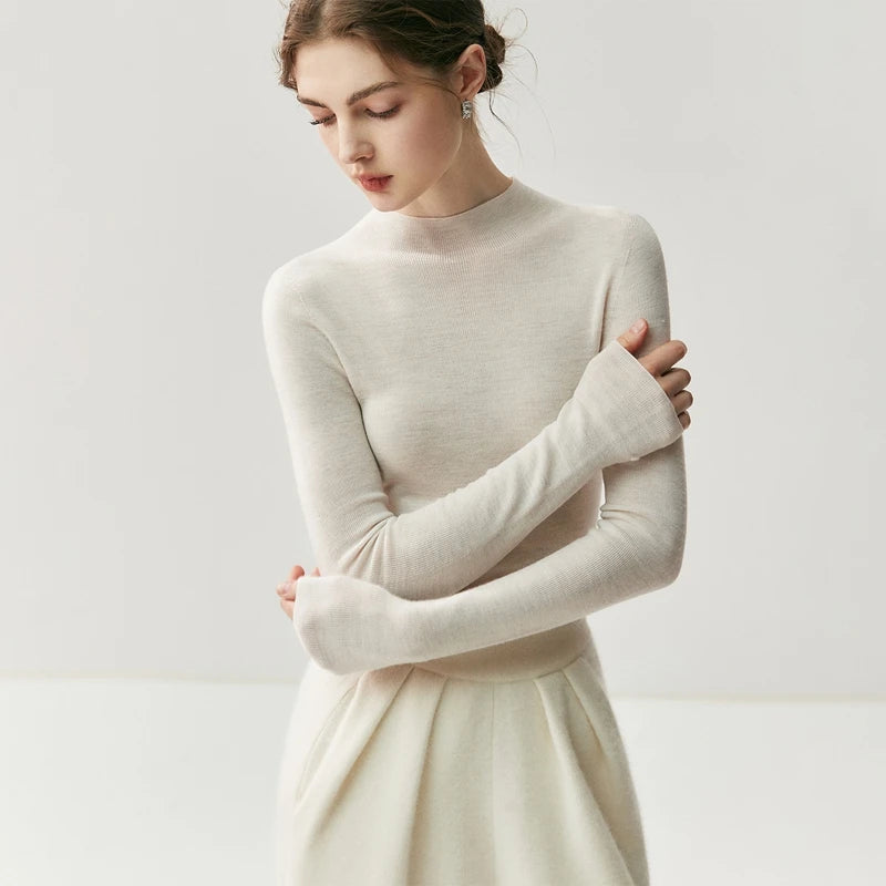 سترة نسائية من CHICUU مصنوعة من الصوف بنسبة 100% وقابلة للغسل في الغسالة، بلوفر برقبة دائرية، مصنوعة من 18 خيطًا من الكشمير الصوفي، مناسبة لفصل الخريف والشتاء