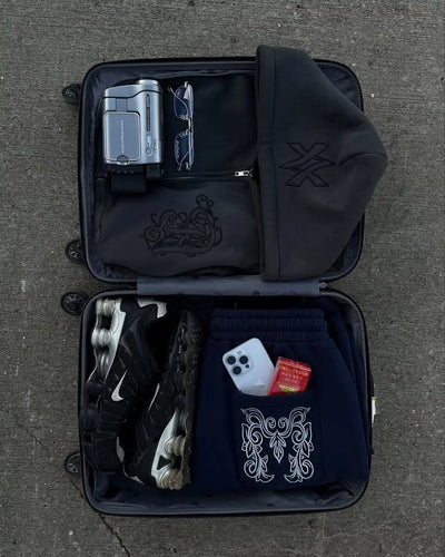 طقم سويت شيرت بقلنسوة وبنطال رياضي كاجوال بسحاب من أمريكا Y2K مكون من قطعتين، سويت شيرت هيب هوب مطرز كبير الحجم للرجال والنساء، بنطلون كاجوال