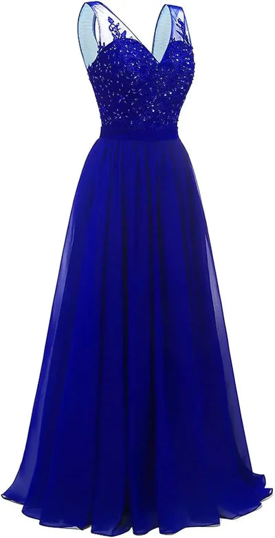 فساتين وصيفات العروس من الشيفون باللون الفيروزي بفتحة على شكل حرف V، طويلة من الدانتيل، مطرزة بالخرز، فساتين سهرة رسمية، توصيل مجاني، ضيف، حفل زفاف