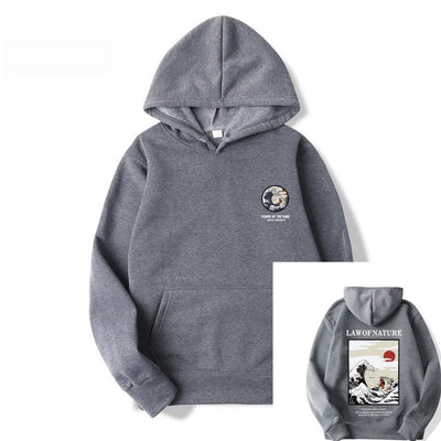 هودي بطبعة قطة ركوب الأمواج باللون الأبيض، سويت شيرت بقلنسوة عصري لخريف/شتاء 2022، سويت شيرت بقلنسوة للرجال والنساء