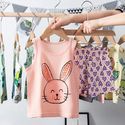 طقم بيجامات برسومات حيوانات قوس قزح، ملابس نوم للأطفال، ملابس منزلية، بيجامات للبنات، ملابس أطفال صغار، بيجامات برسومات ديناصورات