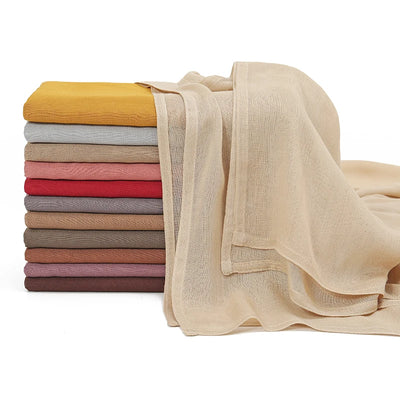 شالات حجاب إسلامية من القطن الرايون للنساء، وشاح سادة، مقاس كبير، حجاب إسلامي، عمامة، عصابة رأس 190*85 سم