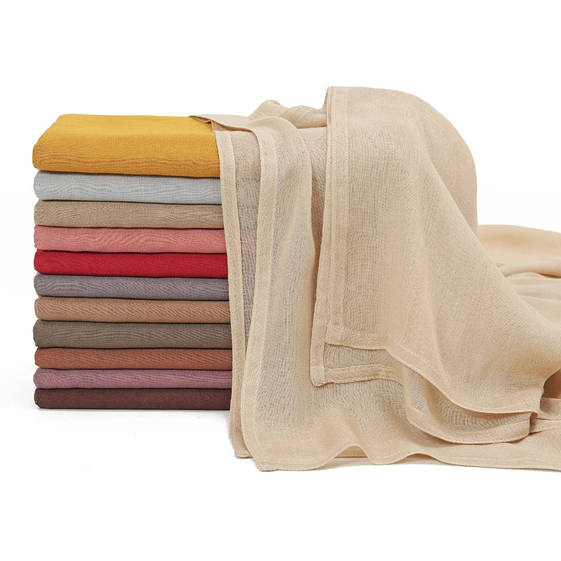 شالات حجاب إسلامية من القطن الرايون للنساء، وشاح سادة، مقاس كبير، حجاب إسلامي، عمامة، عصابة رأس 190*85 سم